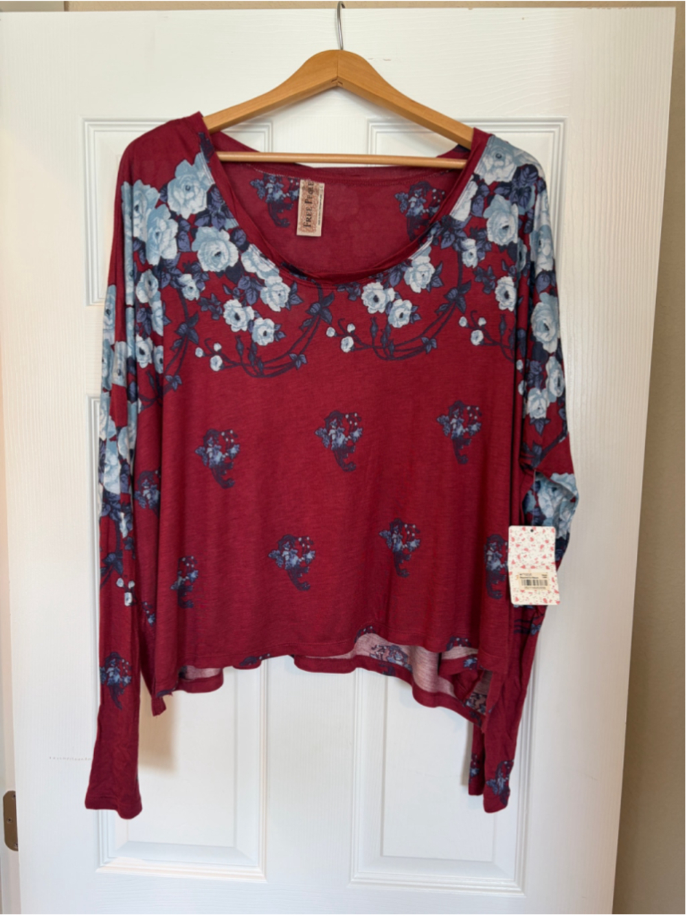 NWT Free People Oversized Top Large Gothic Romance Slouchy Autumn Floral C8